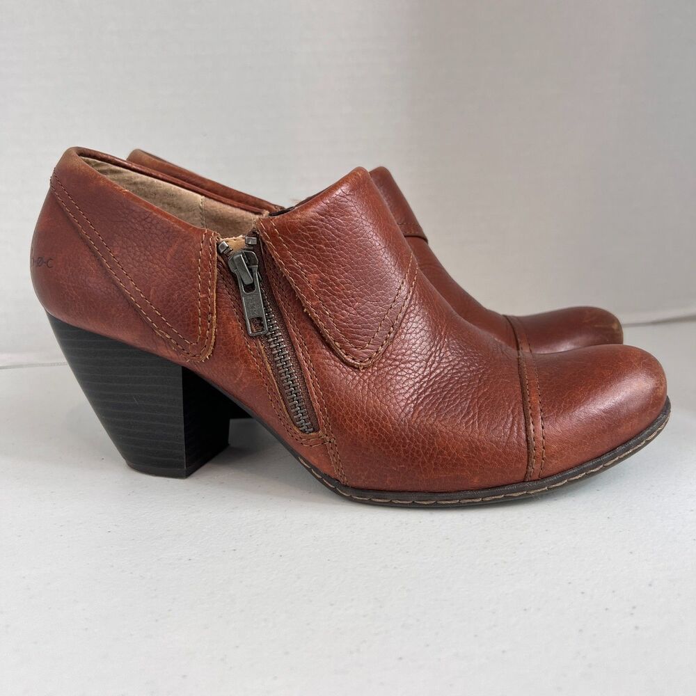 b.o.c. Born Concept Brown Leather Heeled Booties Ankle Boots Women's 9
